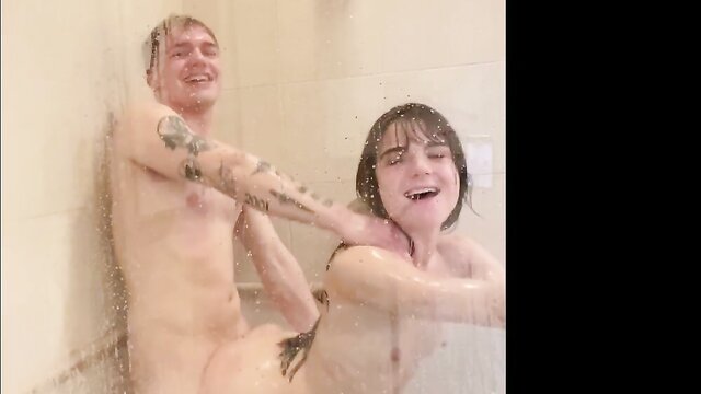 Real people try out different shower sex positions with Megan Marx