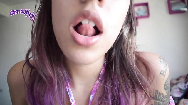 Latina teen moans and licks in homemade webcam video