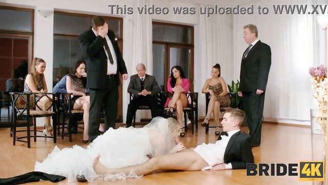 Blonde bride cancels wedding - BRIDE4K video featuring Kristy Waterfall in stockings