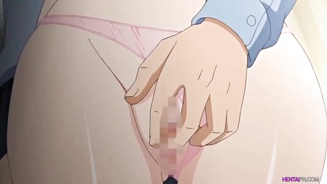 Japanese animation of clothed masturbation and handjob